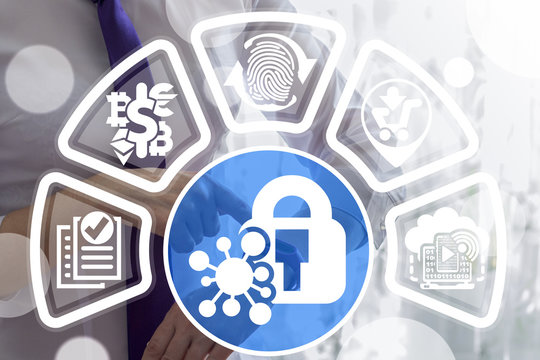 Young woman use smart watch and offers secure social communication innovative technology. Padlock with network sign. Cyber digital security concept.