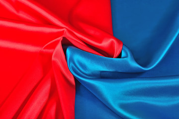 Natural blue and red satin fabric texture