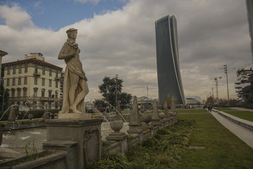 Fototapeta na wymiar Three Tower Square Milan Italy