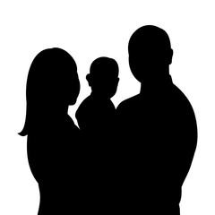 isolated silhouette portrait family with children