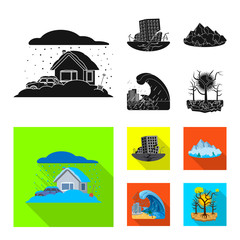 Naklejka premium Isolated object of natural and disaster icon. Set of natural and risk stock symbol for web.