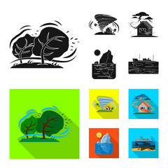 Vector illustration of natural and disaster logo. Collection of natural and risk vector icon for stock.