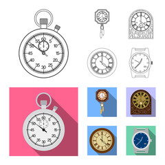 Fototapeta na wymiar Isolated object of clock and time sign. Collection of clock and circle stock vector illustration.