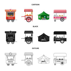 Vector illustration of market and exterior icon. Collection of market and food stock vector illustration.