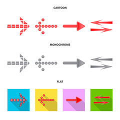 Vector illustration of element and arrow icon. Collection of element and direction stock vector illustration.