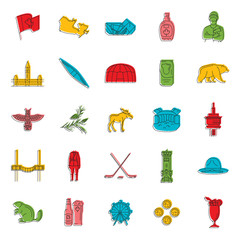Canada icons set, doodle style © keltmd