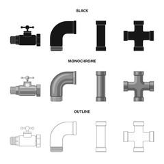 Vector design of pipe and tube sign. Collection of pipe and pipeline stock vector illustration.