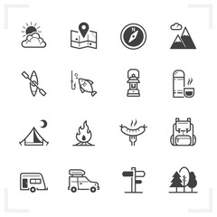 Camping icons with White Background