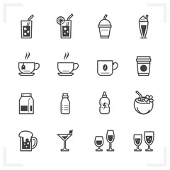 Drink icons and Beverages icons with White Background 