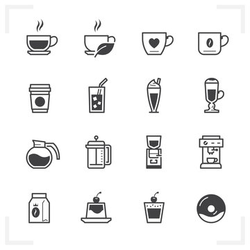 Coffee Shop icons with White Background 