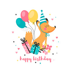 Birthday card with funny Fox