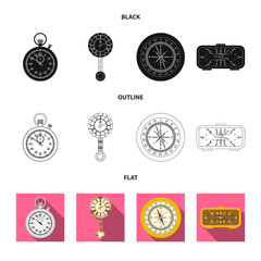 Vector design of clock and time icon. Collection of clock and circle stock vector illustration.