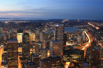 シアトル　街並み, シアトルの夜景,  Seattle night view