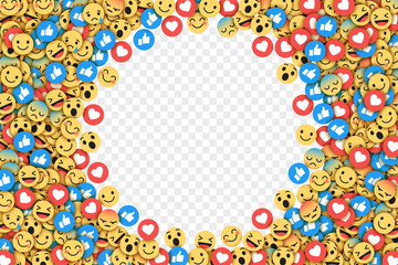 Vector Flat Design Modern Emoji Conceptual Abstract Art Illustration on Transparent Background. Social Network Web Emoticons for Internet, App, Advertisement, Promotion, Marketing, SMM, CEO, Business - obrazy, fototapety, plakaty