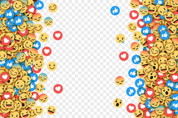 Vector Flat Design Modern Emoji Conceptual Abstract Art Illustration on Transparent Background. Social Network Web Emoticons for Internet, App, Advertisement, Promotion, Marketing, SMM, CEO, Business - obrazy, fototapety, plakaty