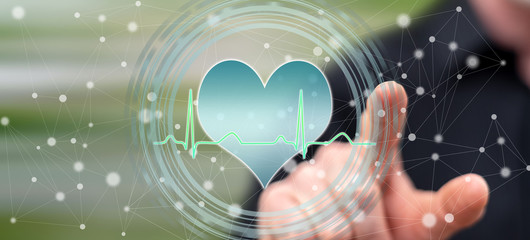 Man touching a corporate financial checkup concept