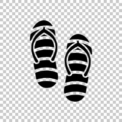 Beach striped slippers. Flip flops icon. On transparent backgrou