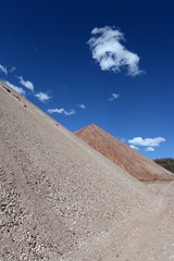  Dumps of spent ore at the Aktash mine. Mountain Altai