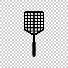 Fly swatter icon. On transparent background.