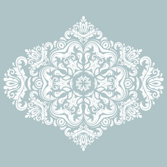 Oriental vector pattern with arabesques and floral elements. Traditional classic blue and white ornament. Vintage pattern with arabesques
