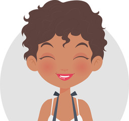 Cute logo of an African American barista girl smiling