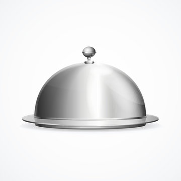 Realistic 3d Detailed Shiny Metallic Restaurant Cloche. Vector