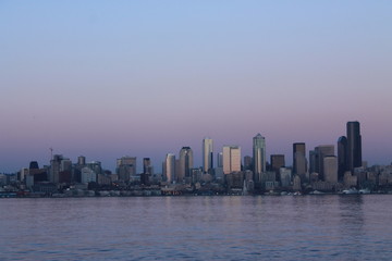 Naklejka premium シアトル 夕暮れ, シアトルの夜景, Seattle night view