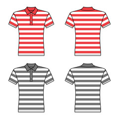 Polo striped t shirt man template (front, back views)