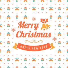 Merry Christmas and Happy New Year. Retro design on seamless background. Vector background for wrapping paper or greeting card
