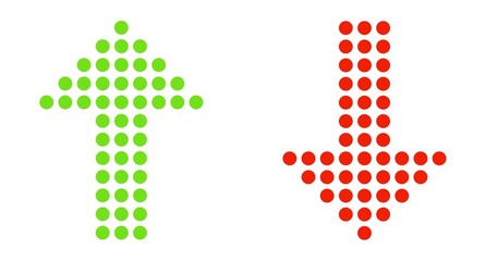 Gepunktete Pfeile hoch und runter in rot und grün