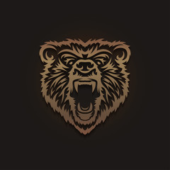 Grizzly bear head emblem. Vector vintage illustration.