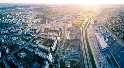 Naklejka na ściany i meble Aerial Panorama of Kaunas City, Lithuania