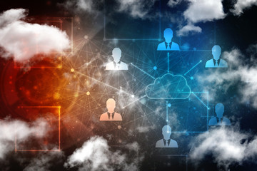 2d illustration cloud Business Network 