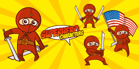 Superhero character Superheroes Set Vector illustration design