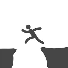 Fototapeta na wymiar Silhouette of man jumping over mountains