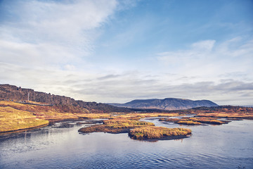 Autumn landscape in The Thingvellir National Park