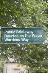 Fototapeta na wymiar Bourton on the Water Signpost Cotswolds; England