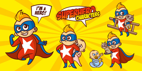 Obraz na płótnie Canvas Superhero character Superheroes Set Vector illustration design
