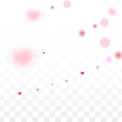 Hearts Confetti Falling Background. St. Valentine's Day pattern. Romantic Scattered Hearts Design Element. Love. Sweet Moment. Gift. Cute Element of Design for Sales or Celebration.
