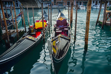 Fototapeta na wymiar Venetian gondolas, Venice