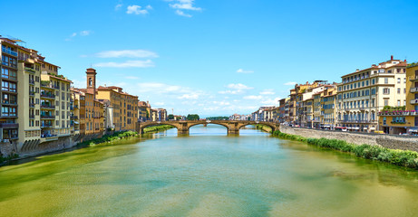 St Trinity Bridge in Florence in Italy, seen from famous 