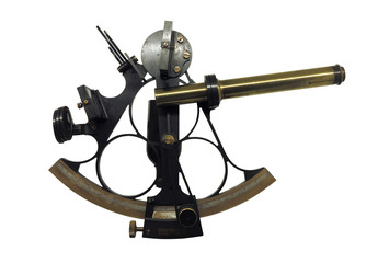 Ancient bronze navigation sextant Astrolabe isolate on white background