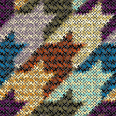 Seamless Hounds-tooth pattern. Imitation of a texture of rough canvas. Vector image.