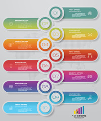 Fototapeta na wymiar 10 steps timeline infographic element. 10 steps infographic, vector banner can be used for workflow layout, diagram,presentation, education or any number option. EPS10.