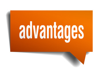 advantages orange 3d speech bubble