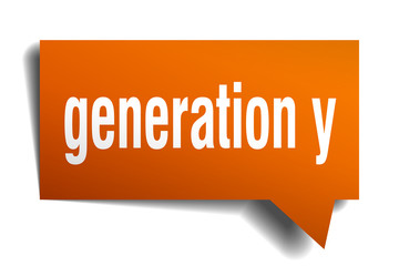 generation y orange 3d speech bubble