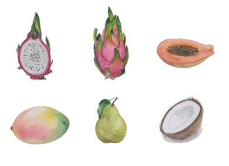 Exotic fruits set