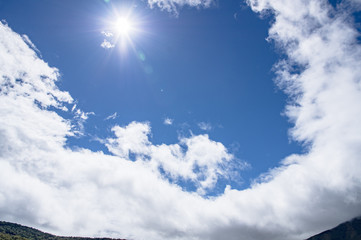 山岳地帯の太陽