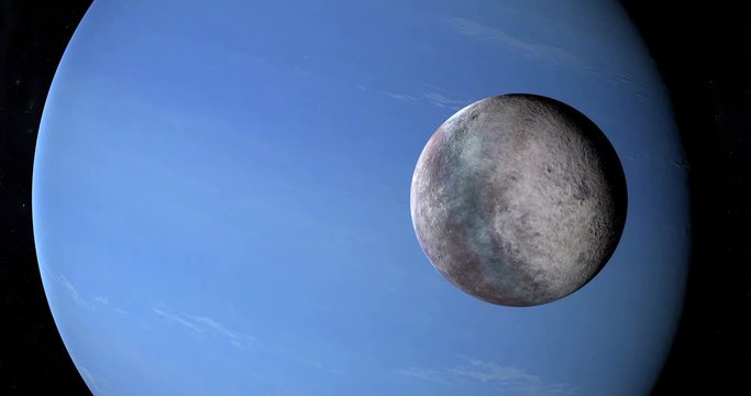 Triton orbiting around Neptune planet