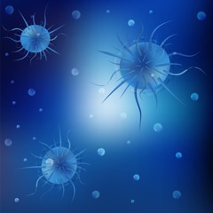 Vector virus and bacteria abstract background. Virus and bacteria under microscope. Concept Infected and Illness cell, infecting organism, disease-causing microorganism.